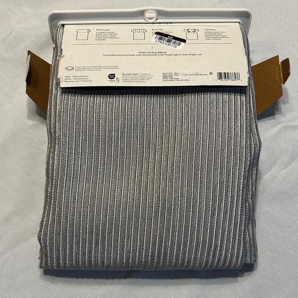 Threshold Jet Gray Ribbed Blackout Curtain - Picture 2 of 4